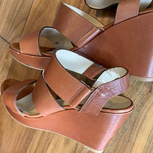 Sesto Meucci shoe wedge heel, leather, strappy, sandal, Italian made, platform - Picture 3 of 16